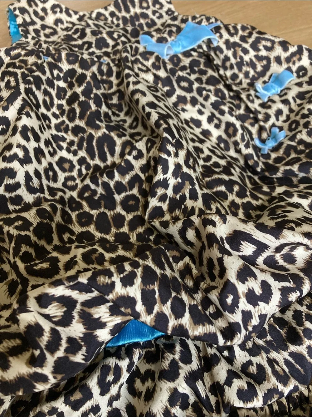 The Children's Place Vintage Leopard Print Bubble Dress with Blue Trim